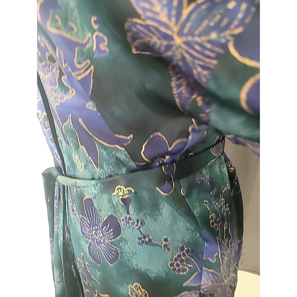 VTG California Dynasty Silky Floral Robe OS Retro Glam Y2K Loungewear - Picture 5 of 8